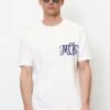 Marc O'Polo REGULAR MIT ELEGANT GESCHWUNGENEM LOGO-PRINT - T-Shirt Print - White