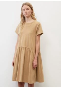Marc O'Polo DENIM DRESS T-SHIRT STYLE HEAVY RAW RUFFLES - Jerseykleid - Bright Chestnut