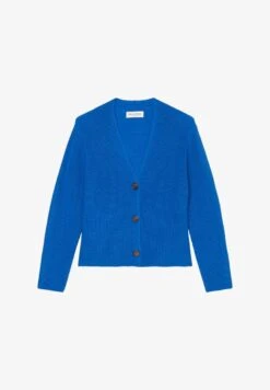 Marc O'Polo V-NECK CROPPED AUS HEAVY WEIGHT - Strickjacke - Vibrant Blue -Mode Familie 1b75762aab1e48418d9b595a988b2bcc