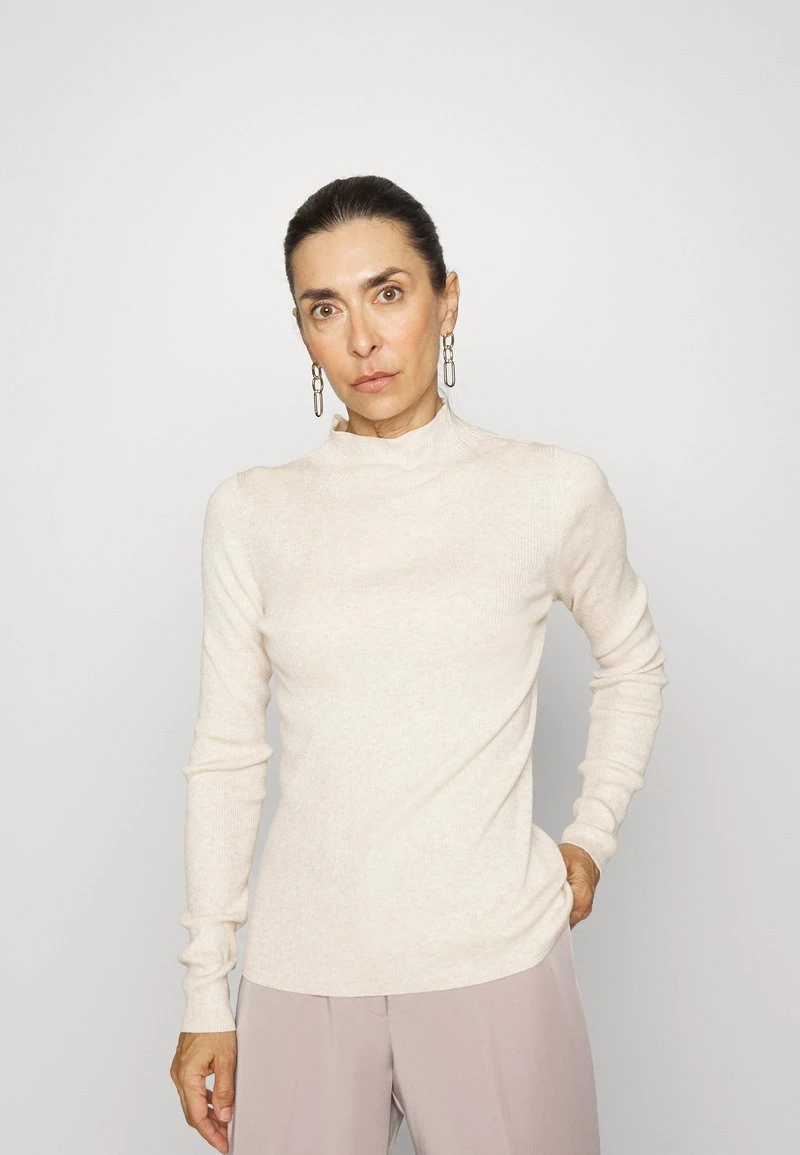 Marc O'Polo LONGSLEEVE STAND UP COLLAR STRUCTURE - Strickpullover - Cream Melange 1 Marc O'Polo LONGSLEEVE STAND UP COLLAR STRUCTURE - Strickpullover - Cream Melange