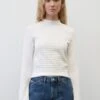 Marc O'Polo DENIM LANGARM SLIM CROPPED IN ELASTIS - Langarmshirt - Scandinavian White