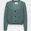 Marc O'Polo CARDIGAN LONGSLEEVE V NECK BUTTON CLOSURE - Strickjacke - Lake Green