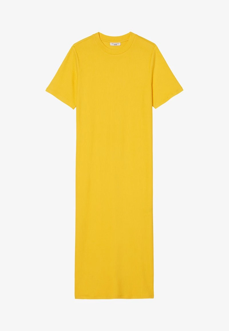 Marc O'Polo DENIM SHORTSLEEVE ROUNDNECK SLITS AT SIDESEAMS - Strickkleid - Cream Gold 2 Marc O'Polo DENIM SHORTSLEEVE ROUNDNECK SLITS AT SIDESEAMS - Strickkleid - Cream Gold – Bild 2