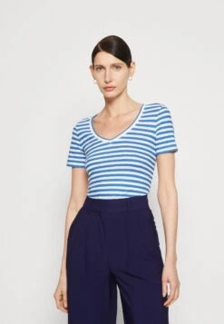 Marc O'Polo SHORT SLEEVE V NECK - T-Shirt Print - Multi/summer Sky