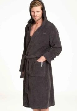 Marc O'Polo BADEMANTEL MIT KAPUZE LÄNGE - Bademantel - Anthracite