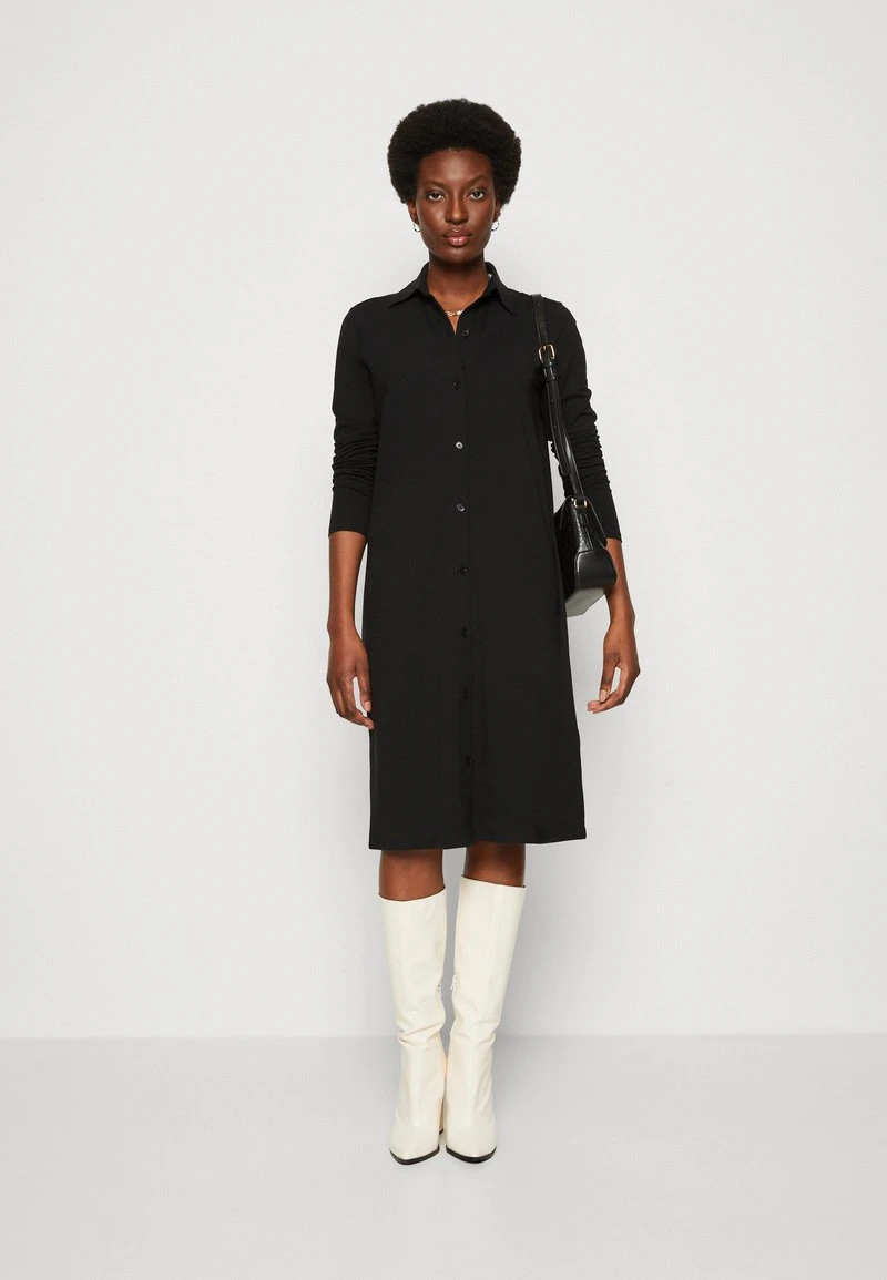 Marc O'Polo DRESS LONG SLEEVE COLLAR BUTTON PLACKET - Jerseykleid - Black 2 Marc O'Polo DRESS LONG SLEEVE COLLAR BUTTON PLACKET - Jerseykleid - Black – Bild 2