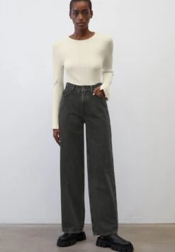 Marc O'Polo SODRA WIDE - Flared Jeans - Black Salt N Pepper Wash