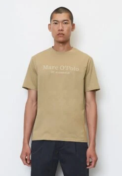 Marc O'Polo SHORT SLEEVE CREW NECK CLASSIC INSIDE CHE - T-Shirt Print - Soft Mocca