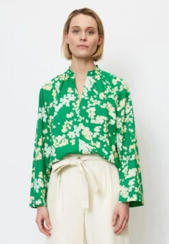 Marc O'Polo V-NECK- MIT ALLOVER-PRINT AUS PAPERTOUCH - Bluse - Green