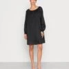 Marc O'Polo DRESS FEMININE GATHERING ROUND NECKLINE VOLUMINOUS SLEEVE - Freizeitkleid - Black