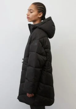 Marc O'Polo DENIM PUFFER MIDI COAT WITH HOOD - Wintermantel - Black -Mode Familie 6082bde2136a4f5dbf2b86b7e3bdf874