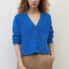 Marc O'Polo V-NECK CROPPED AUS HEAVY WEIGHT - Strickjacke - Vibrant Blue