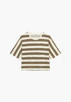 Marc O'Polo SHORT SLEEVE ROUND NECK PRINTED STRIPES - T-Shirt Print - Multi Earthy Brown
