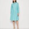 Marc O'Polo DRESS SHIRT STYLE FEMININE GATHERING MODERN DETAILS - Blusenkleid - Sea Blue