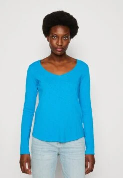 Marc O'Polo DENIM LONGSLEEVE V NECK REGULAR FIT - Langarmshirt - Crystal Seas