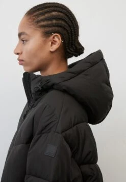 Marc O'Polo DENIM PUFFER MIDI COAT WITH HOOD - Wintermantel - Black -Mode Familie 75af80f63d554e348bca9839a317a782