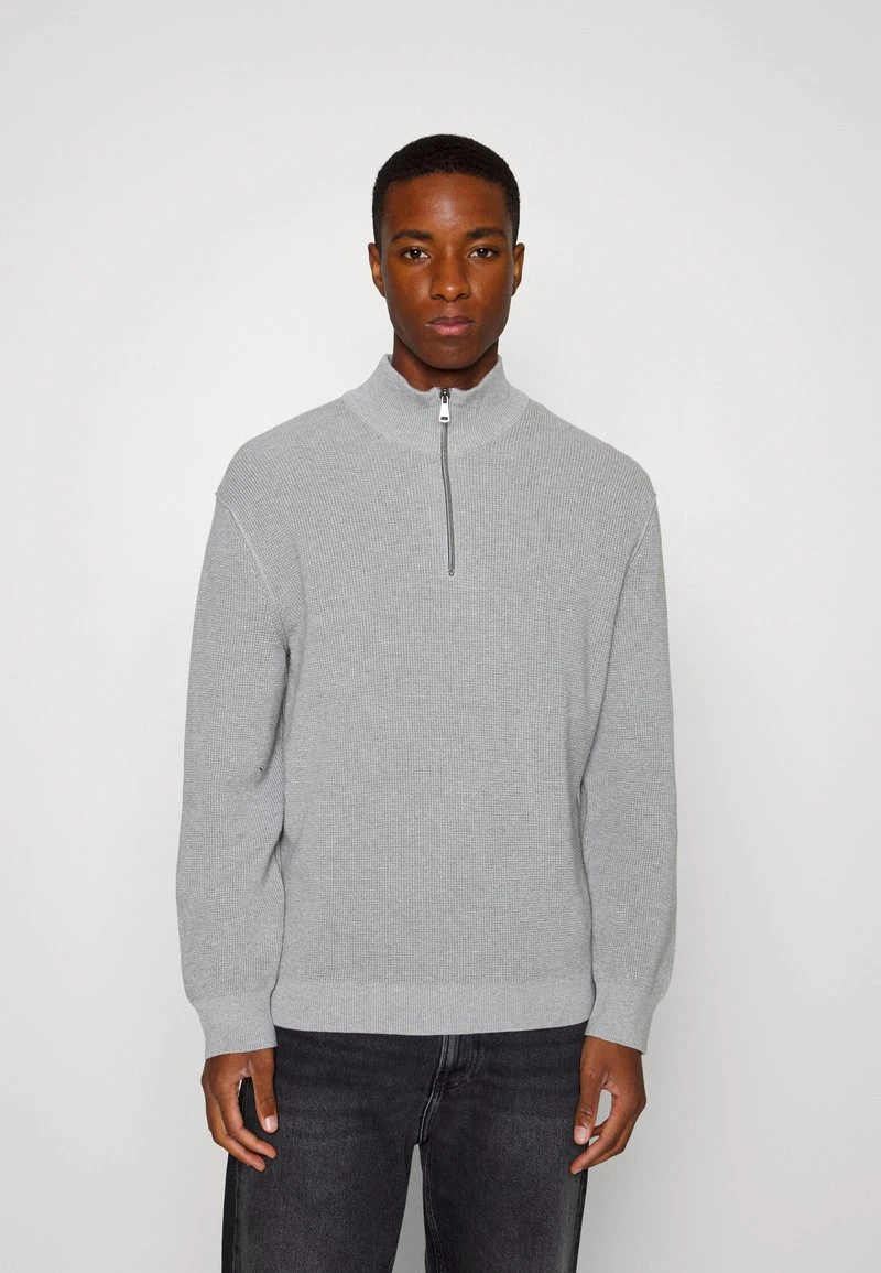 Marc O'Polo DENIM LONG SLEEVE TROYER COLLAR - Strickpullover - Mid Grey 1 Marc O'Polo DENIM LONG SLEEVE TROYER COLLAR - Strickpullover - Mid Grey