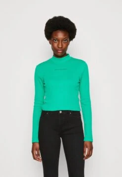 Marc O'Polo DENIM LONG SLEEVE STAND UP COLLAR SLIM FIT CROPPED - Langarmshirt - Neptune