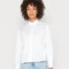 Marc O'Polo LONG SLEEVE KENT COLLAR CROPPED HIDDEN PLACKET - Hemdbluse - White