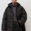 Marc O'Polo DENIM PUFFER MIDI COAT WITH HOOD - Wintermantel - Black
