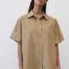 Marc O'Polo LONG SHAPE KENT COLLAR PATCHED POCKET SIDE SLITS - Hemdbluse - Dusty Earth