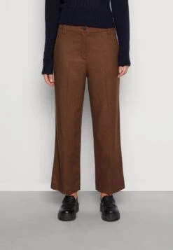 Marc O'Polo STRAIGHT LEG HIGH RISE CROPPED LENGTH - Stoffhose - Dark Walnut