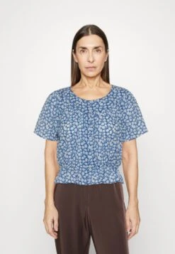 Marc O'Polo DENIM SHORT SLEEVE ROUND NECK - Bluse - Mediterranean Blue