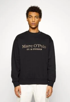 Marc O'Polo CREWNECK, EMBROIDERED ARTWORK ON CHEST - Sweatshirt - Black
