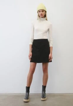 Marc O'Polo SKIRT EASY SHAPE WITH CUTLINE PLEAT DETAIL, SHORT LENGTH - A-Linien-Rock - Black