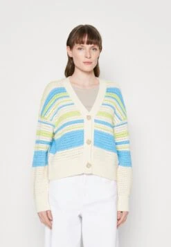 Marc O'Polo DENIM V NECK CARDIGAN WITH LONG SLEEVES - Strickjacke - Multi/limeade