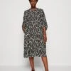 Marc O'Polo DRESS VOLUMINOUS ARM GATHERINGS MIDI LENGTH - Freizeitkleid - Multi/black