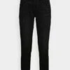 Marc O'Polo TROUSER BOYFRIEND FIT CROPPED LENGTH MID WAIST - Jeans Straight Leg - Authentic Dark Black Wash