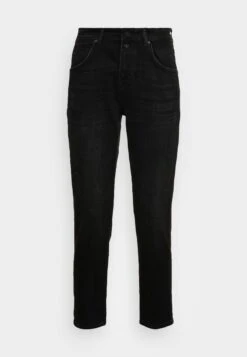 Marc O'Polo TROUSER BOYFRIEND FIT CROPPED LENGTH MID WAIST - Jeans Straight Leg - Authentic Dark Black Wash