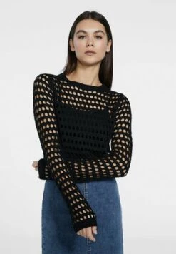 Marc O'Polo LONGSLEEVE CROPPED NET STRUCTURE - Strickpullover - Black 11 Marc O'Polo LONGSLEEVE CROPPED NET STRUCTURE - Strickpullover - Black -Mode Familie cd1926bf34854700a19de068deaf9cf2
