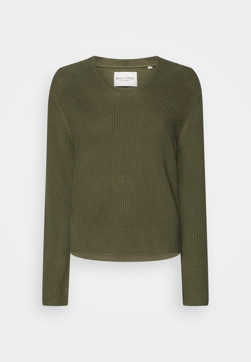 Marc O'Polo LONGSLEEVE V NECK - Strickpullover - Wild Olive 1 Marc O'Polo LONGSLEEVE V NECK - Strickpullover - Wild Olive