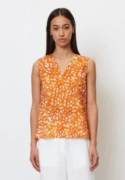 Marc O'Polo ÄRMELLOSE V NECK AUS CRISPY - Top - Orange