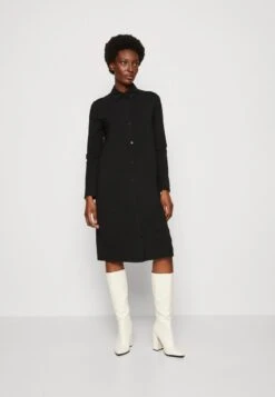 Marc O'Polo DRESS LONG SLEEVE COLLAR BUTTON PLACKET - Jerseykleid - Black