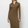 Marc O'Polo LONGSLEEVE POLO COLLAR - Etuikleid - Earthy Brown