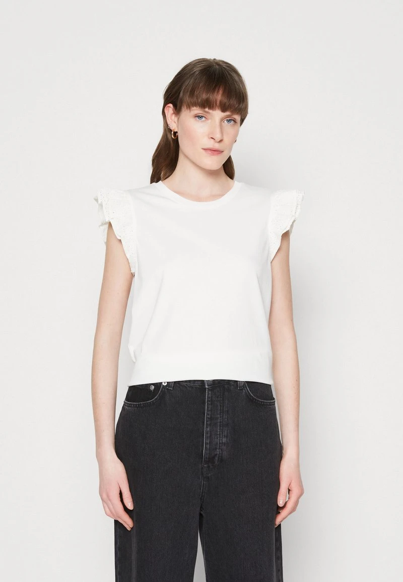 Marc O'Polo DENIM SLEEVELESS RUFFLES AT ARMHOLE - T-Shirt Print - Egg White 1 Marc O'Polo DENIM SLEEVELESS RUFFLES AT ARMHOLE - T-Shirt Print - Egg White