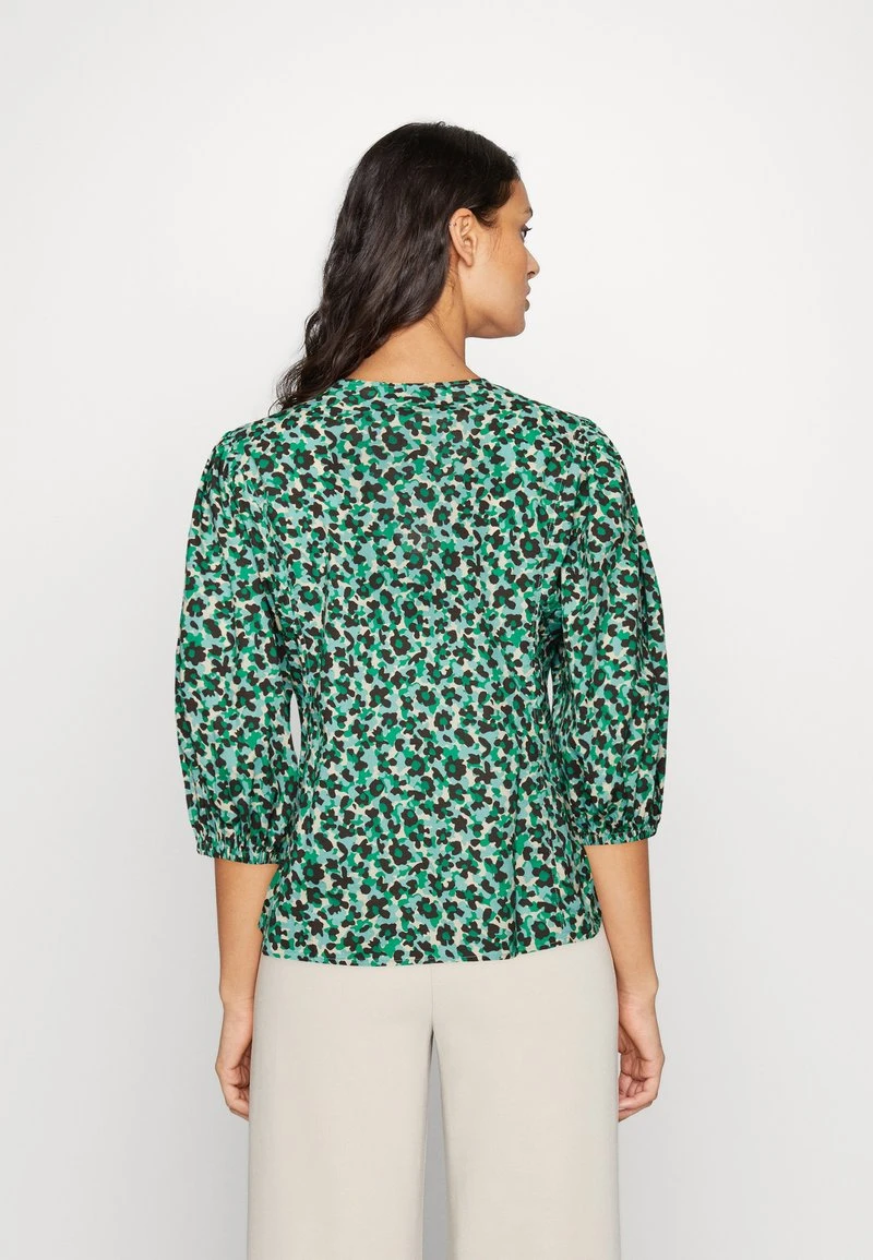 Marc O'Polo DEEP V NECK VOLUME SLEEVE ELASTIC HEM PRINTED - Bluse - Green 3 Marc O'Polo DEEP V NECK VOLUME SLEEVE ELASTIC HEM PRINTED - Bluse - Green – Bild 3