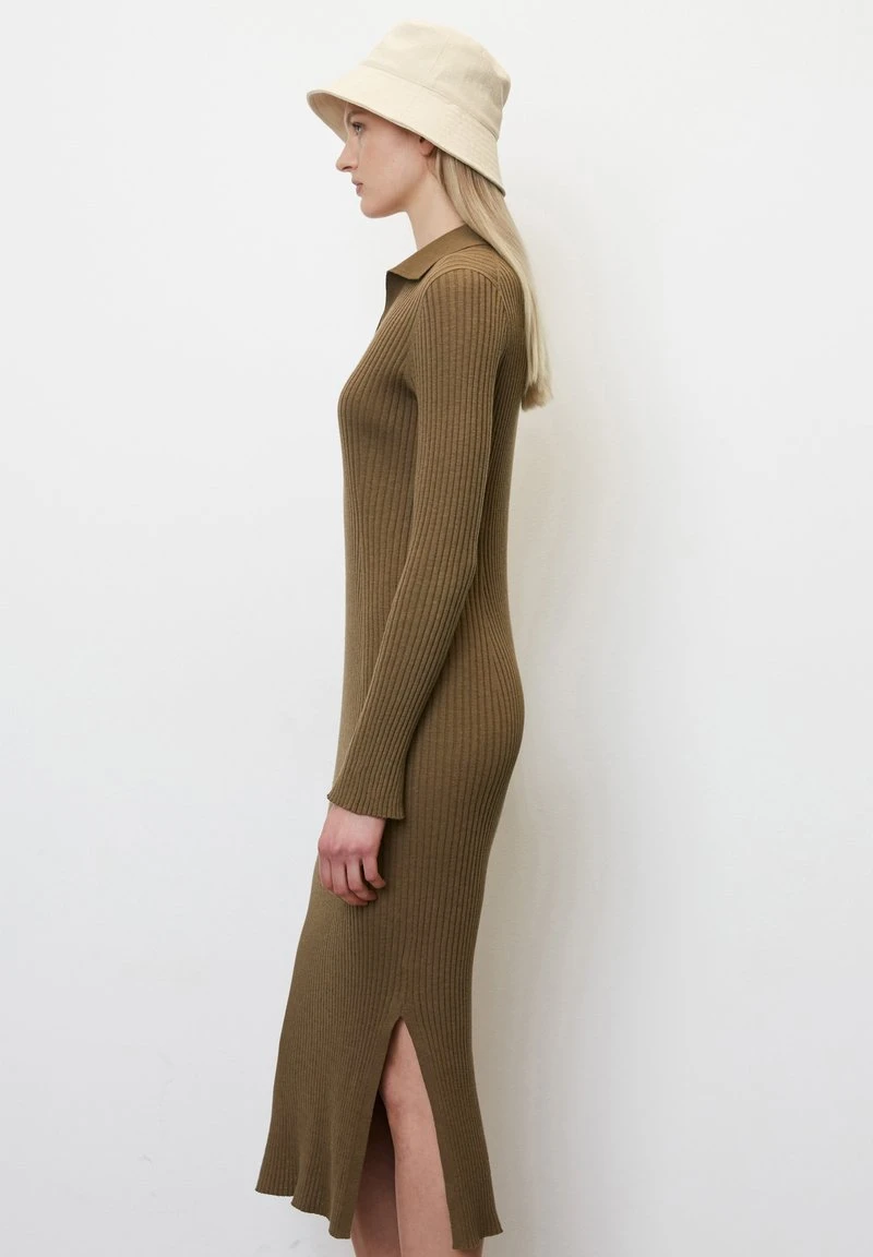 Marc O'Polo LONGSLEEVE POLO COLLAR - Etuikleid - Earthy Brown 3 Marc O'Polo LONGSLEEVE POLO COLLAR - Etuikleid - Earthy Brown – Bild 3